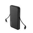 10,000 mAh Power Bank with Integrated Charging Cables - Black Online now