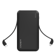 10,000 mAh Power Bank with Integrated Charging Cables - Black Online now