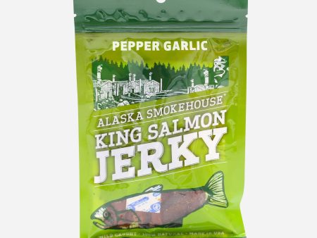 Alaska Smokehouse Pepper Garlic King Salmon Jerky 3oz Online Sale